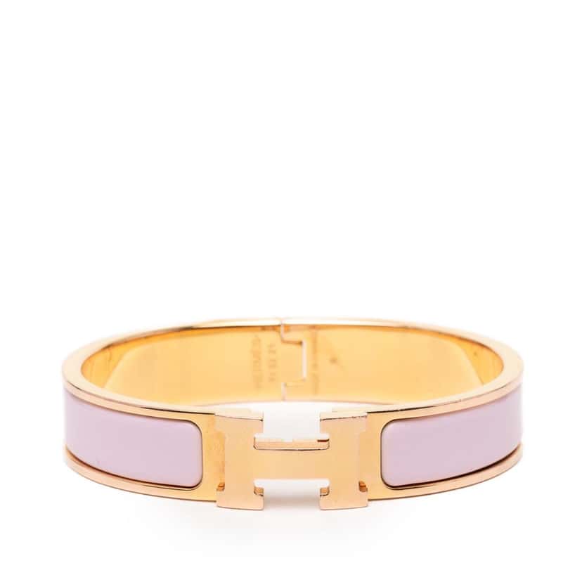 Hermès Narrow Enamel Clic H Bracelet PM Pink Very good condition - Front View
