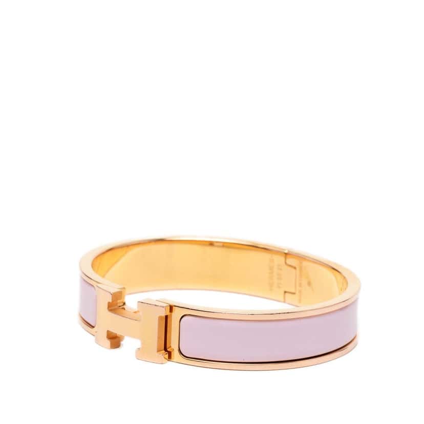 Hermès Narrow Enamel Clic H Bracelet PM Pink Very good condition - Back View