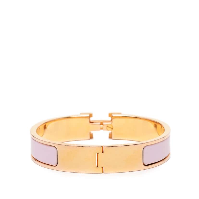 Hermès Narrow Enamel Clic H Bracelet PM Pink Very good condition - Inside View