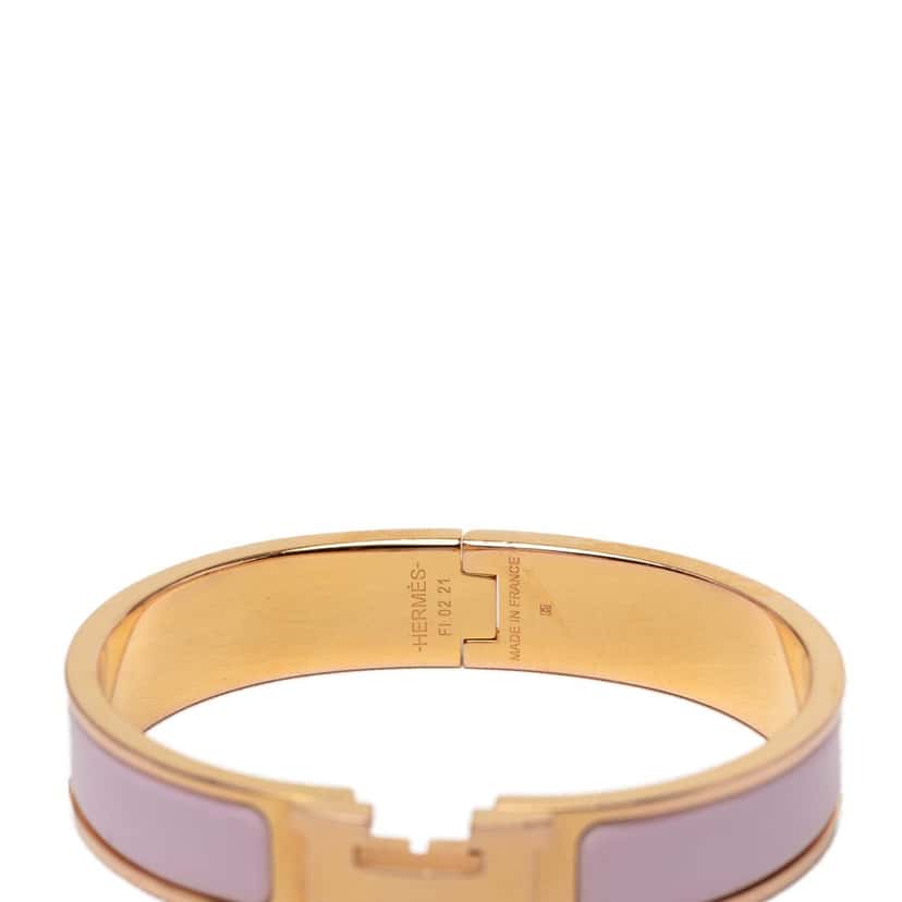 Hermès Narrow Enamel Clic H Bracelet PM Pink Very good condition - Model View
