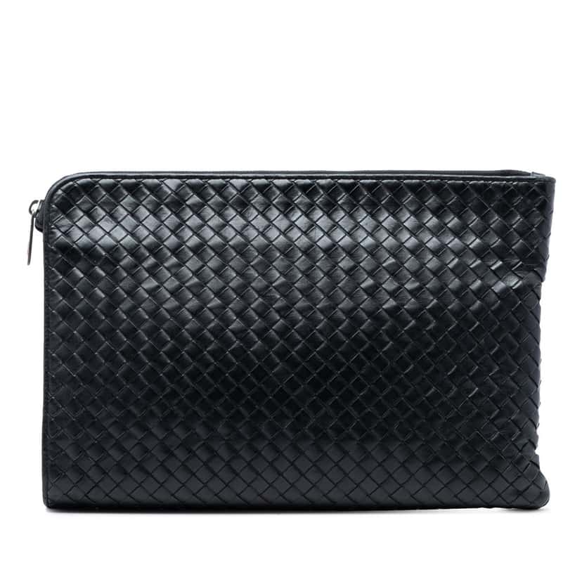 Bottega Veneta Large Nappa Intrecciato Document Case Black Leather Very good condition - Front View