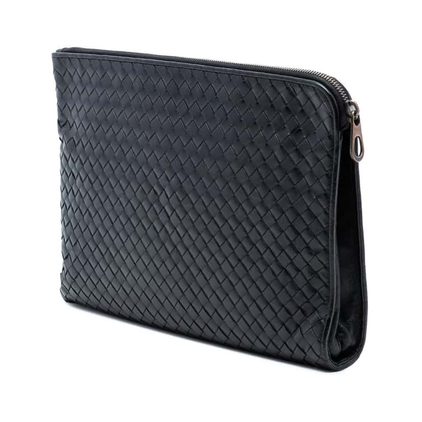 Bottega Veneta Large Nappa Intrecciato Document Case Black Leather Very good condition - Back View