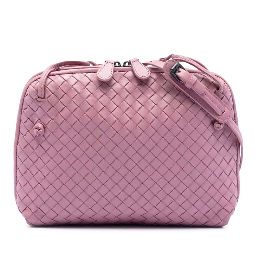 Bottega Veneta Nappa Intrecciato Nodini Crossbody Pink Leather Very good condition - Front View
