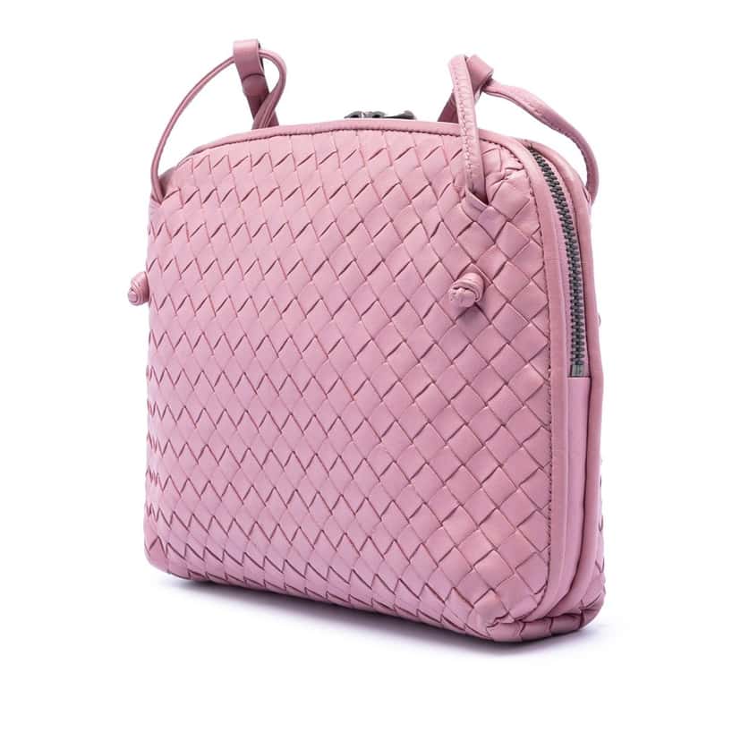 Bottega Veneta Nappa Intrecciato Nodini Crossbody Pink Leather Very good condition - Back View