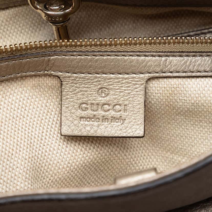 Gucci Medium Metallic Calfskin Soho Chain Tote Gold Leather Very good condition - Box View