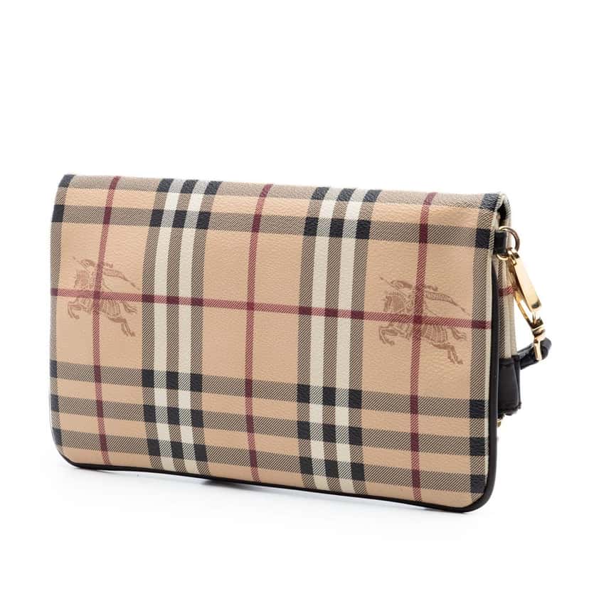 Burberry Haymarket Check Coated Canvas Adeline Fold over Clutch Beige Very good condition - Back View