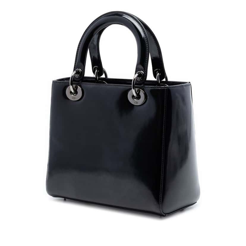 Dior Medium Patent Lady Dior Black Leather Very good condition - Back View