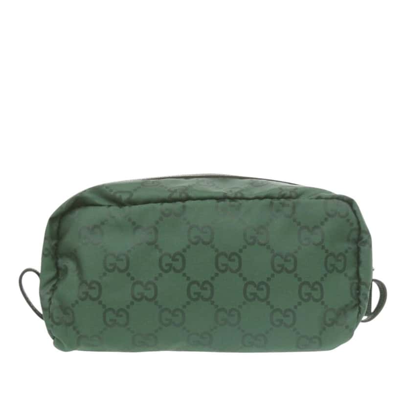 Gucci GG Nylon Cosmetic Pouch Green Very good condition - Back View