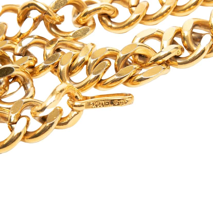 Chanel Gold Plated Logo Plate Chain Belt Gold Metal Very good condition - Inside View