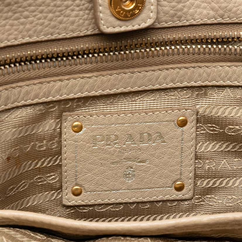 Prada Vitello Daino Side Zip Shopper Tote Brown Leather Very good condition - Box View