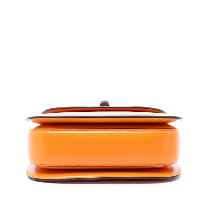 Gucci Small Calfskin Web Bamboo 1947 Top Handle Bag Orange Leather Very good condition - Inside View