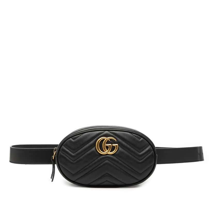 Gucci GG Marmont Matelasse Leather Belt Bag Black Leather Very good condition - Front View