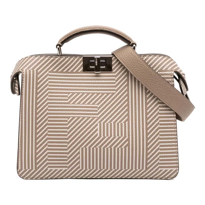 Fendi Small Zucca Leather Peekaboo ISeeU Satchel Brown Leather Very good condition - Front View