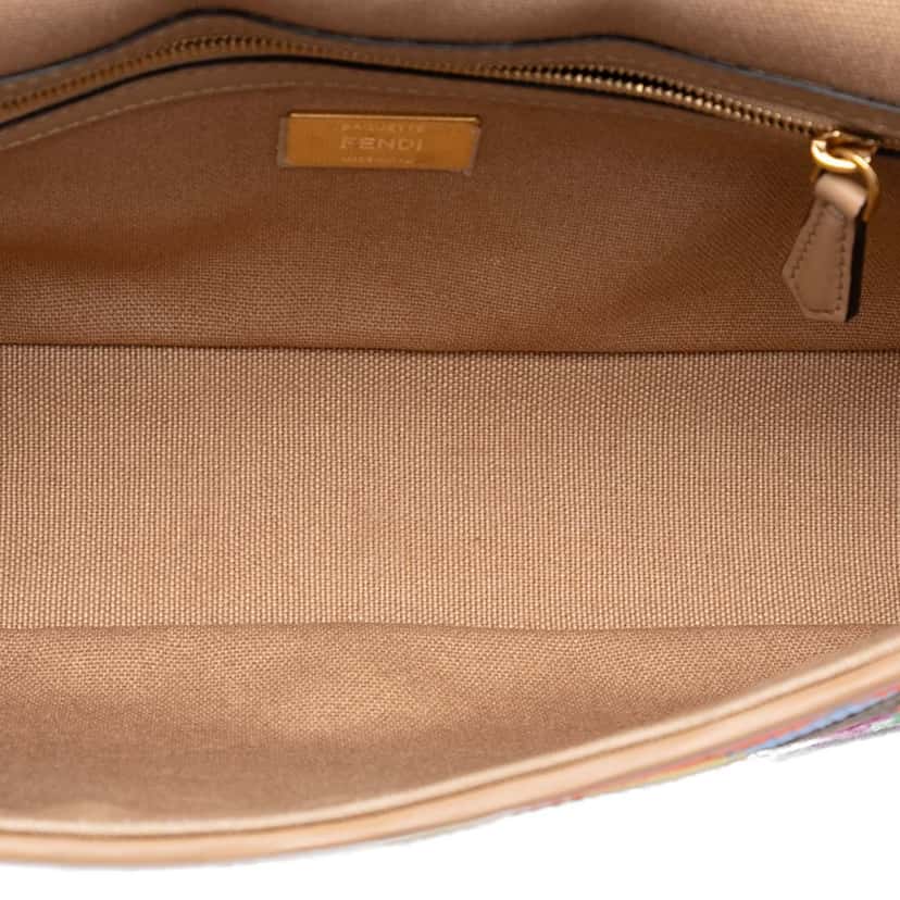 Fendi Zucca Embroidered Canvas Baguette Satchel Brown Very good condition - Model View