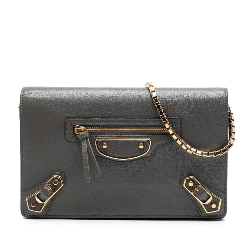Balenciaga Chevre Motocross Metallic Edge Wallet on Chain Other Leather Very good condition - Front View