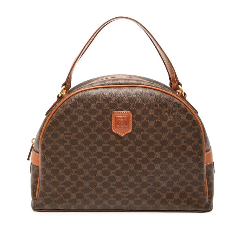 Celine Macadam Coated Canvas Dome Handbag Brown Good condition - Front View