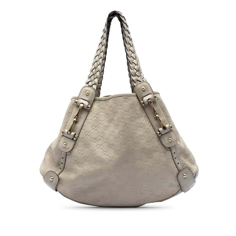 Gucci Guccissima Horsebit Pelham Shoulder Bag Beige Leather Very good condition - Front View