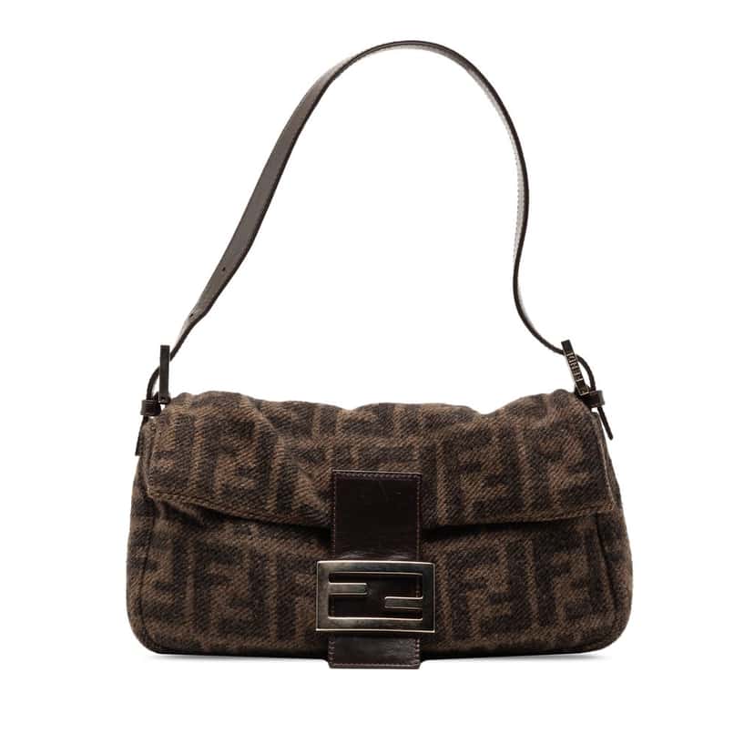 Fendi Mini Zucca Wool Baguette Brown Very good condition - Front View