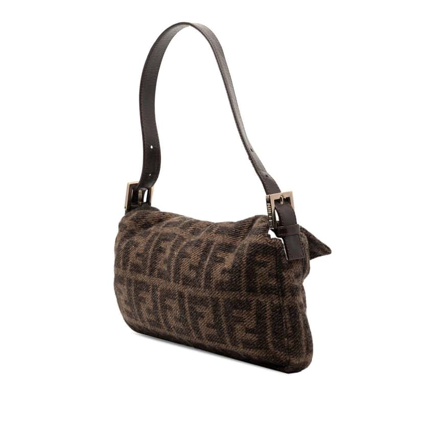 Fendi Mini Zucca Wool Baguette Brown Very good condition - Back View