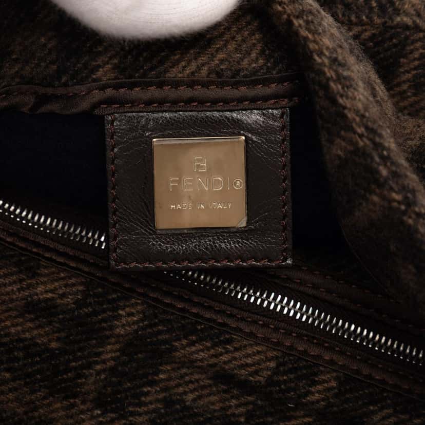 Fendi Mini Zucca Wool Baguette Brown Very good condition - Box View