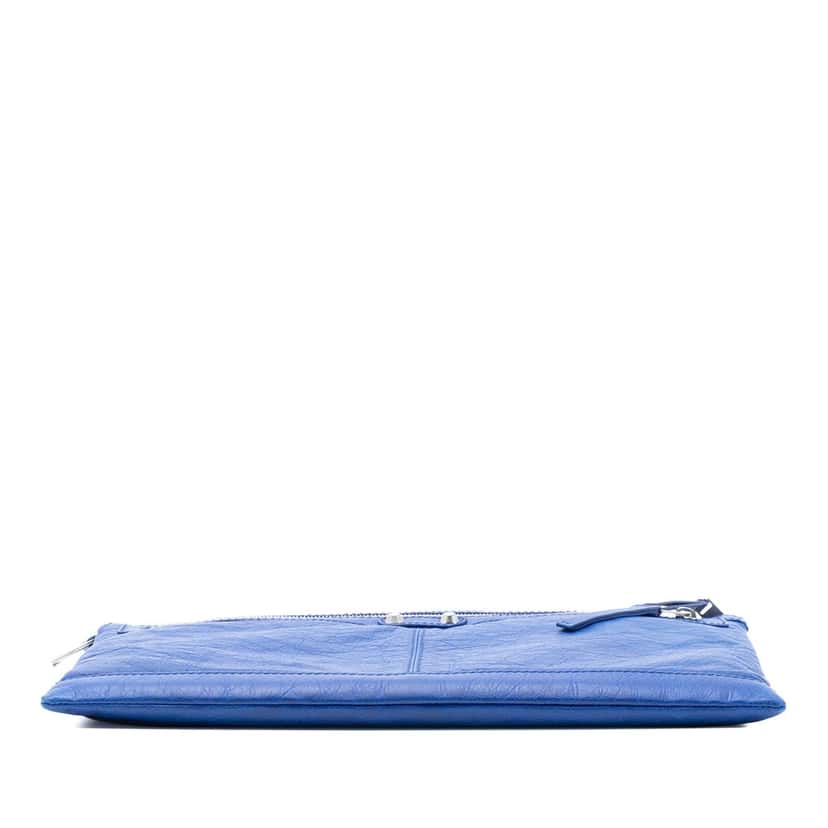 Balenciaga Lambskin Motocross Classic Clip L Clutch Blue Leather Very good condition - Inside View