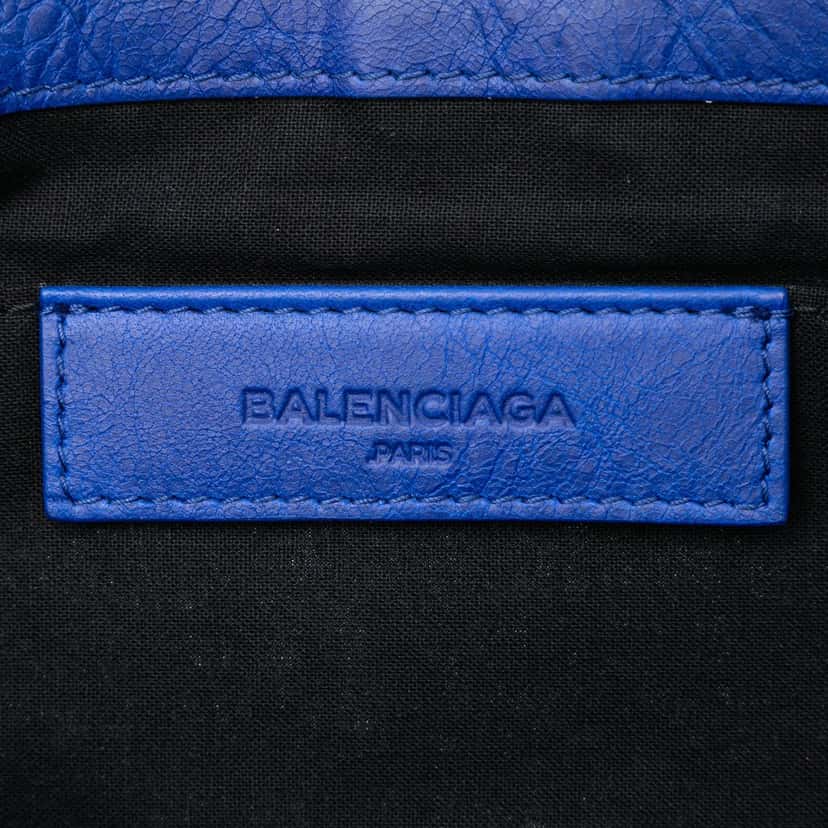 Balenciaga Lambskin Motocross Classic Clip L Clutch Blue Leather Very good condition - Box View