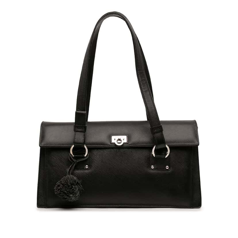 Salvatore Ferragamo Leather Gancini Shoulder Bag Black Leather Very good condition - Front View