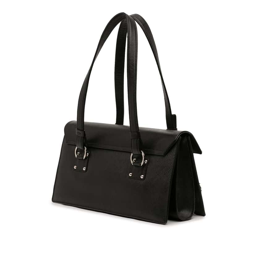 Salvatore Ferragamo Leather Gancini Shoulder Bag Black Leather Very good condition - Back View