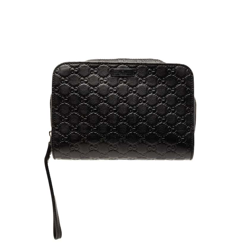 Gucci Guccissima Clutch Black Leather Very good condition - Front View