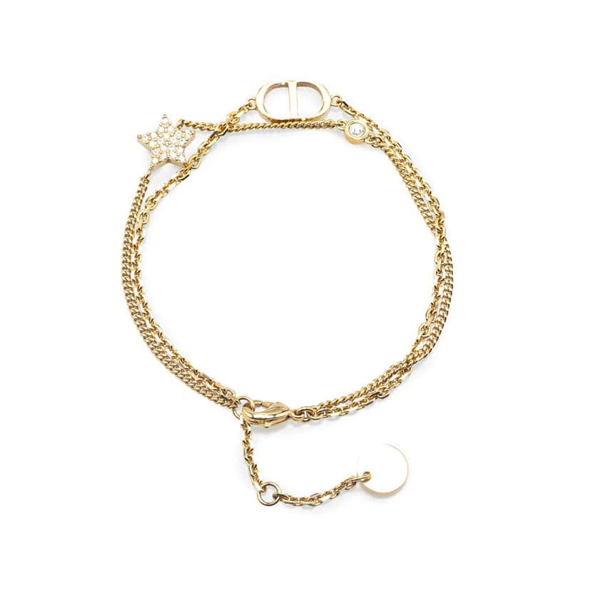 Dior Petit Gold Plated CD Star Charm Double Chain Bracelet Gold Metal Very good condition - Inside View
