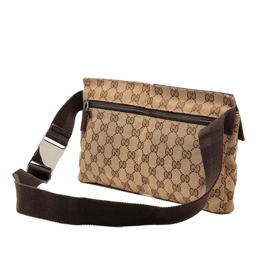 Gucci GG Canvas Double Pocket Belt Bag Beige Very good condition - Back View