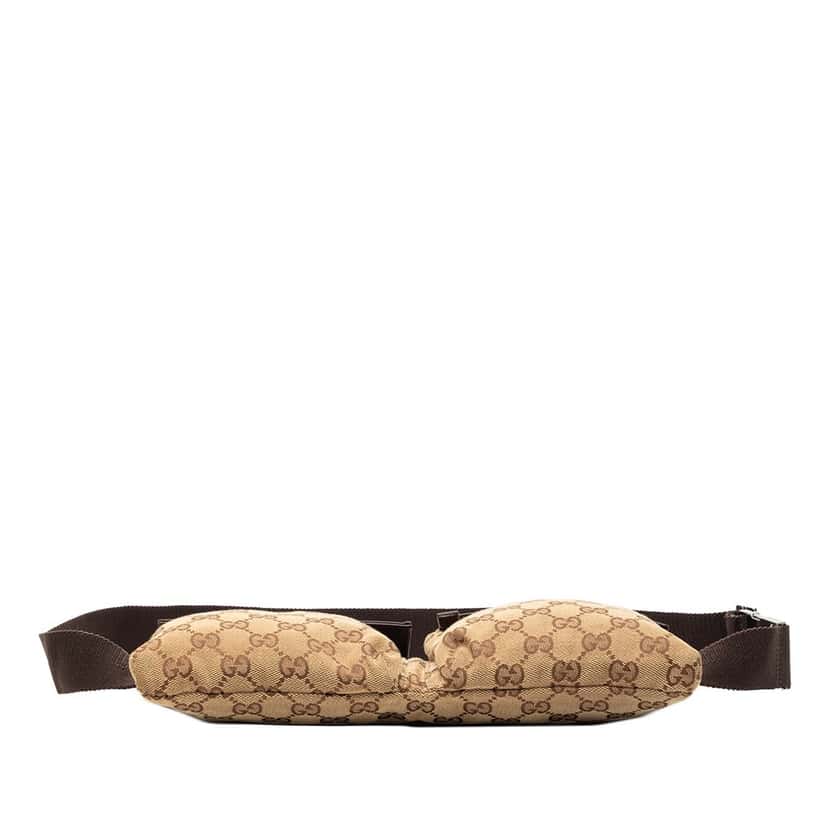 Gucci GG Canvas Double Pocket Belt Bag Beige Very good condition - Inside View