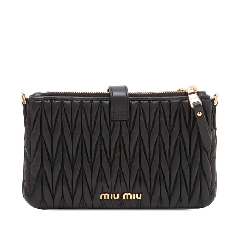 Miu Miu Matelasse Nappa Crossbody Black Leather Very good condition - Back View