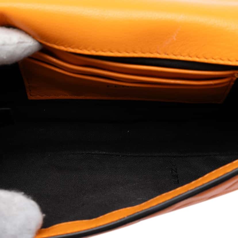 Fendi Mini Zucca Embossed Leather Baguette Satchel Orange Leather Very good condition - Model View