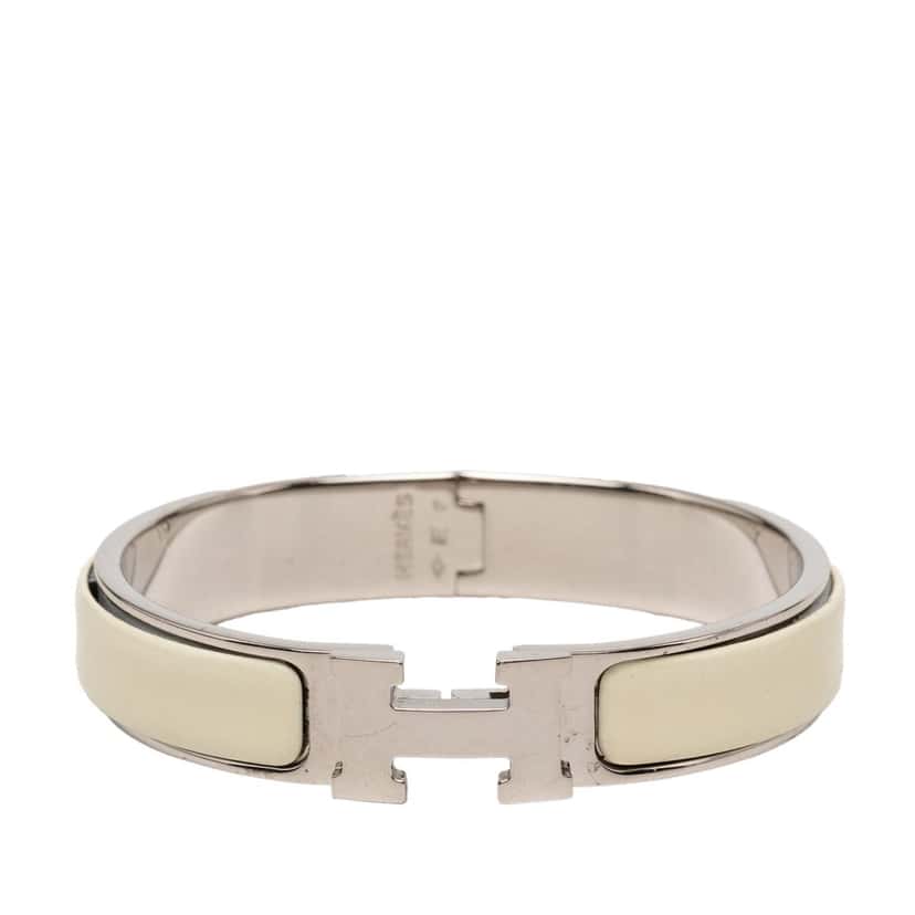 Hermès Narrow Enamel Clic H Bracelet PM White Very good condition - Front View