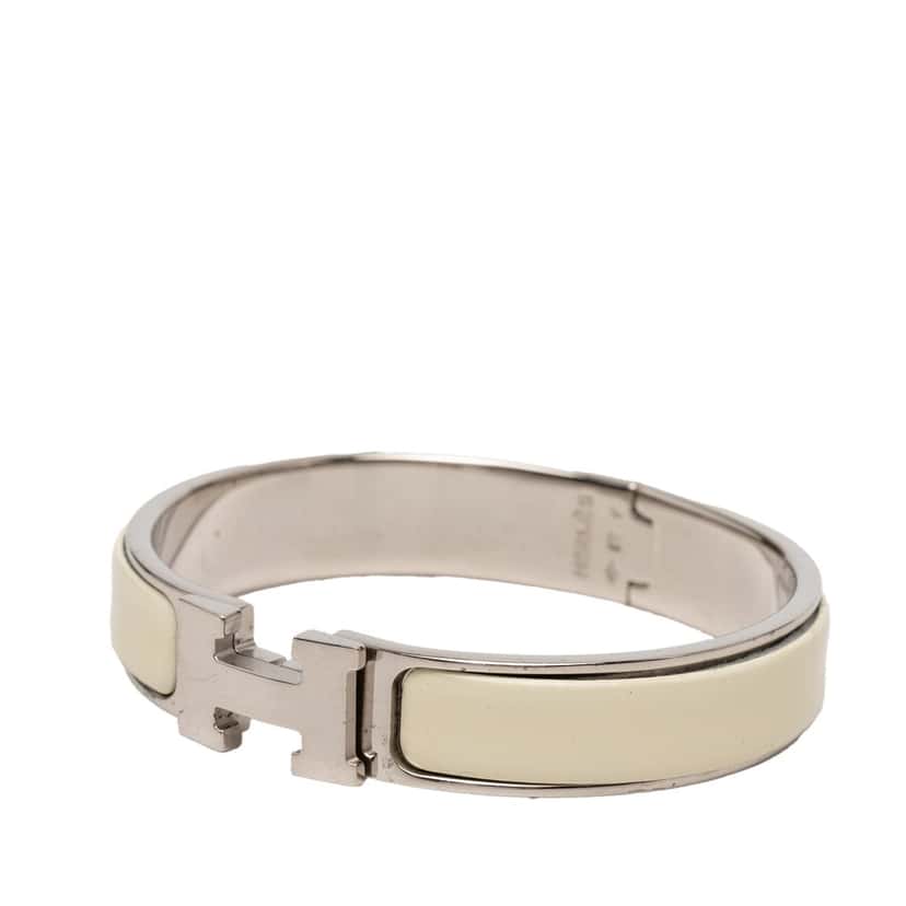 Hermès Narrow Enamel Clic H Bracelet PM White Very good condition - Back View