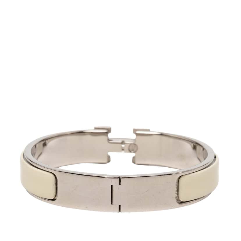 Hermès Narrow Enamel Clic H Bracelet PM White Very good condition - Inside View