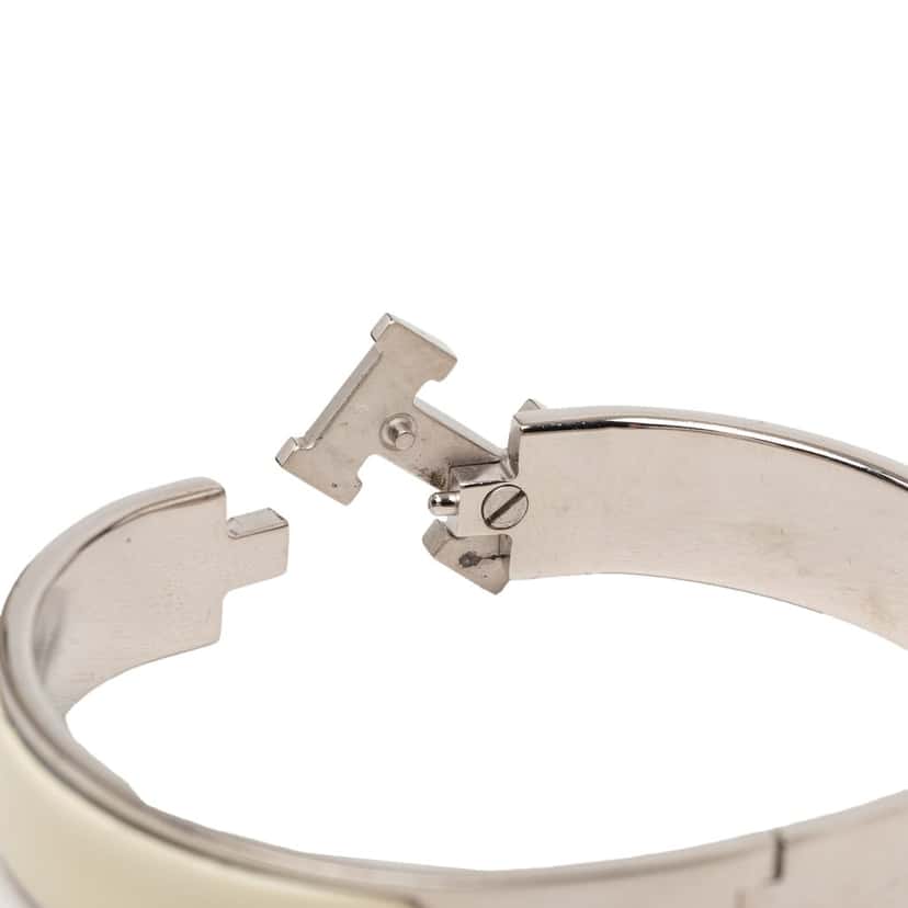 Hermès Narrow Enamel Clic H Bracelet PM White Very good condition - Box View