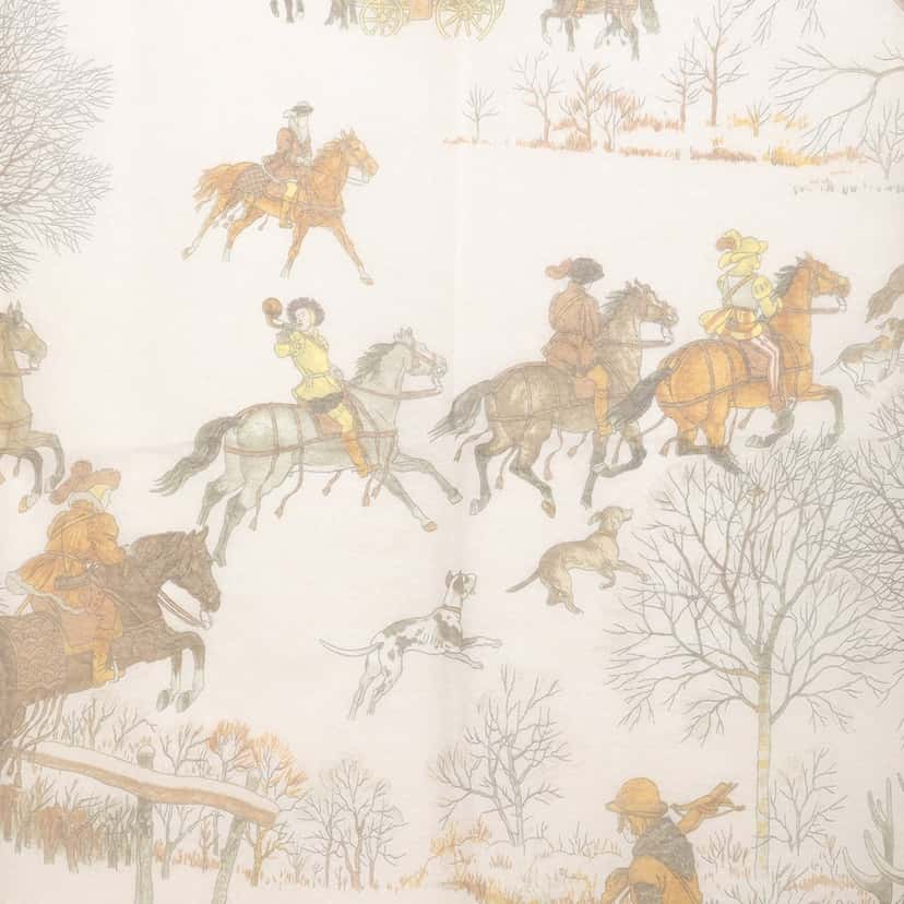 Hermès L'Hiver Silk Scarf 90 Brown Never worn - Back View