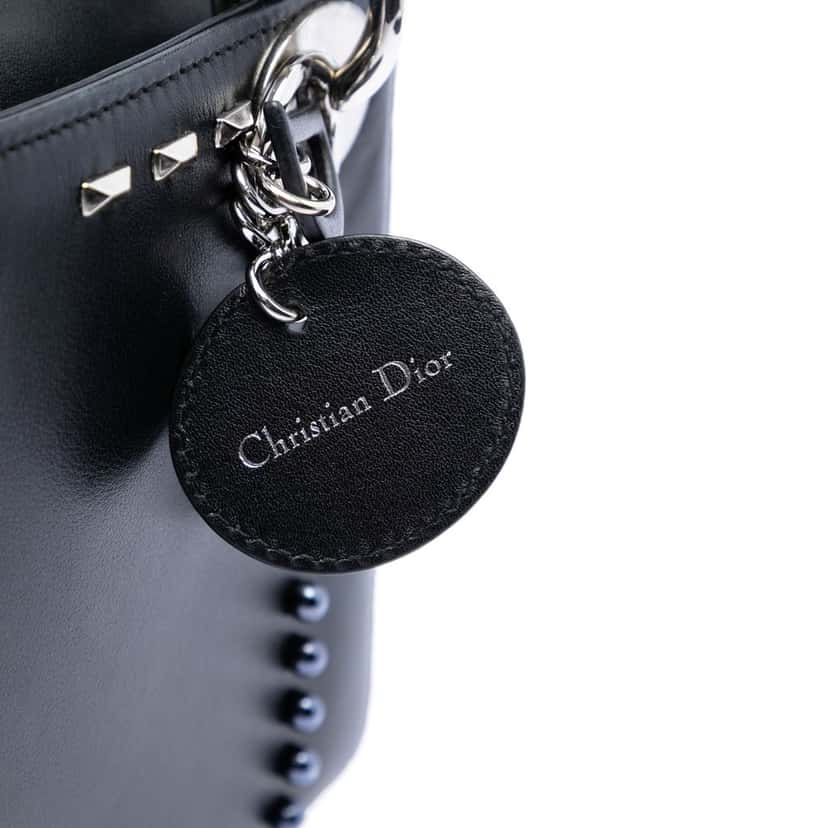 Dior Mini Lambskin Studded Crystal Pearl Lady Dior Black Leather Very good condition - Box View