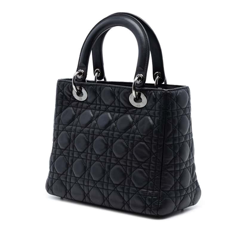 Dior Medium Lambskin Cannage Lady Dior Black Leather Very good condition - Back View