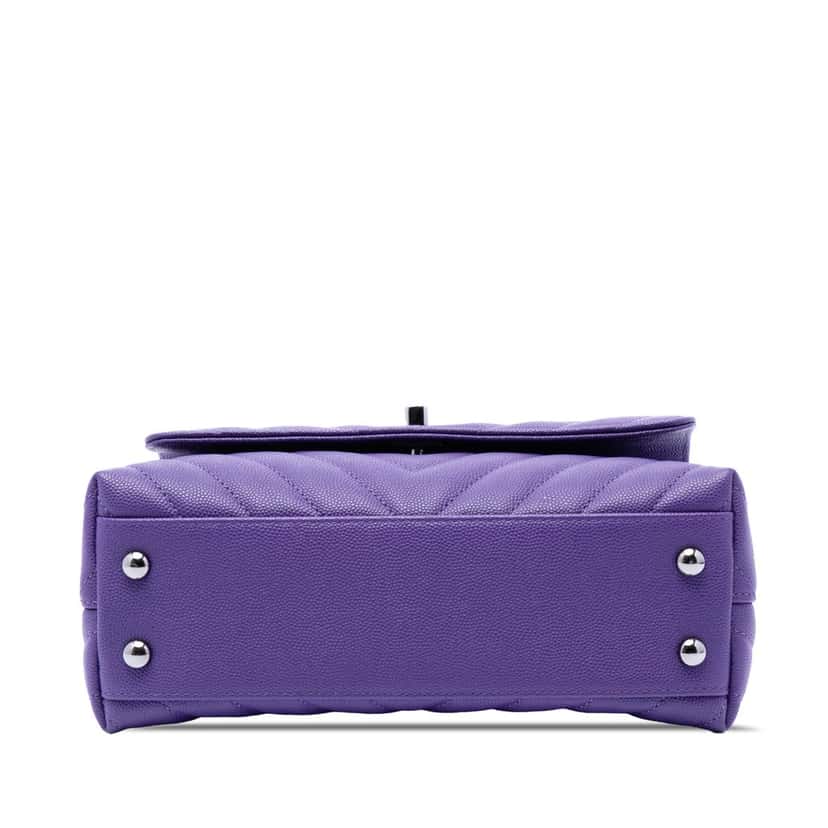 Chanel Mini Chevron Caviar Coco Top Handle Bag Purple Leather Very good condition - Inside View