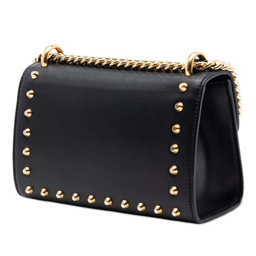 Gucci Small Pearl Studded Leather Padlock Crossbody Black Leather Very good condition - Back View
