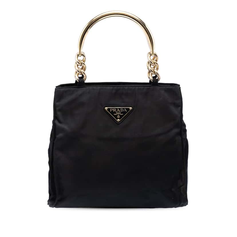 Prada Tessuto Metal Handle Bag Black Very good condition - Front View