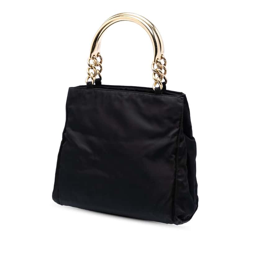 Prada Tessuto Metal Handle Bag Black Very good condition - Back View