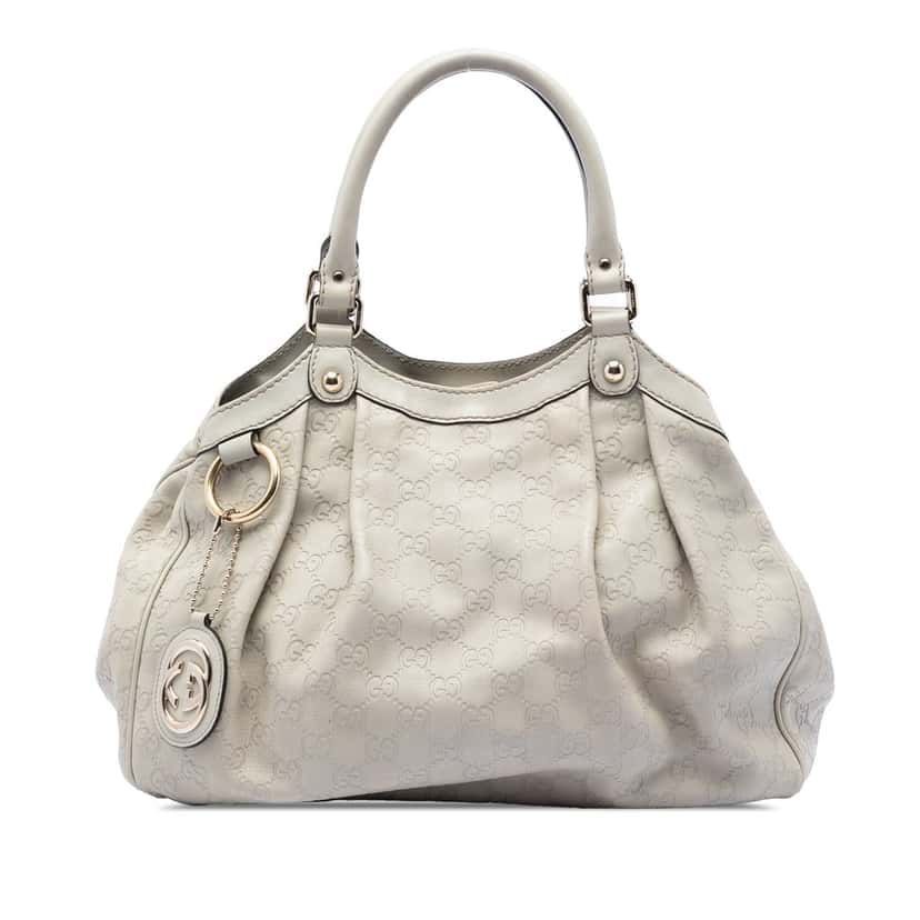 Gucci Medium Guccissima Sukey Tote White Leather Very good condition - Front View