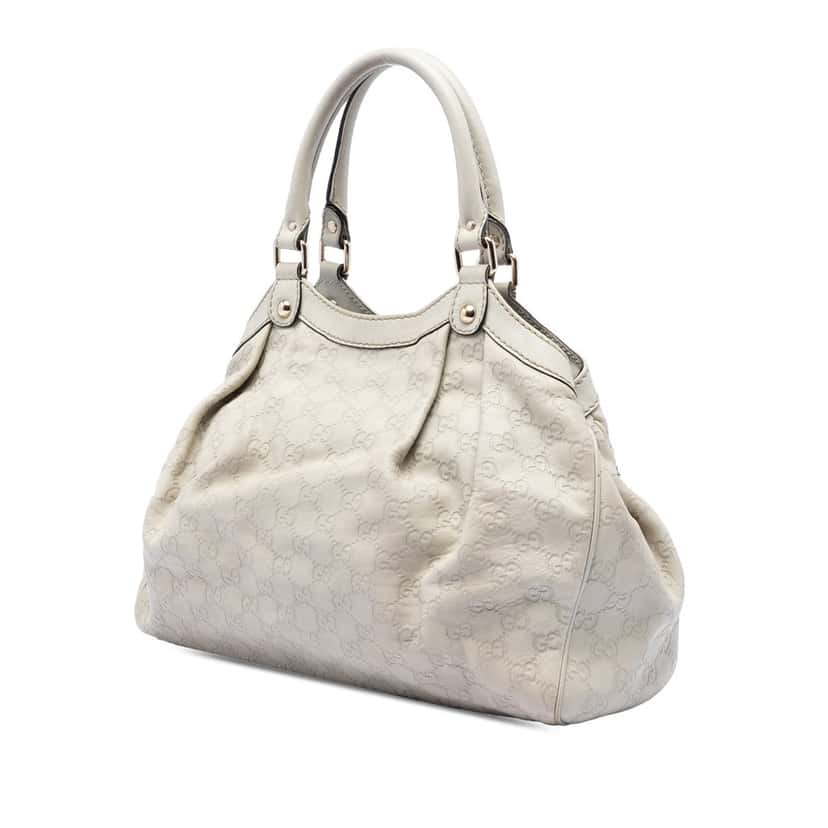 Gucci Medium Guccissima Sukey Tote White Leather Very good condition - Back View
