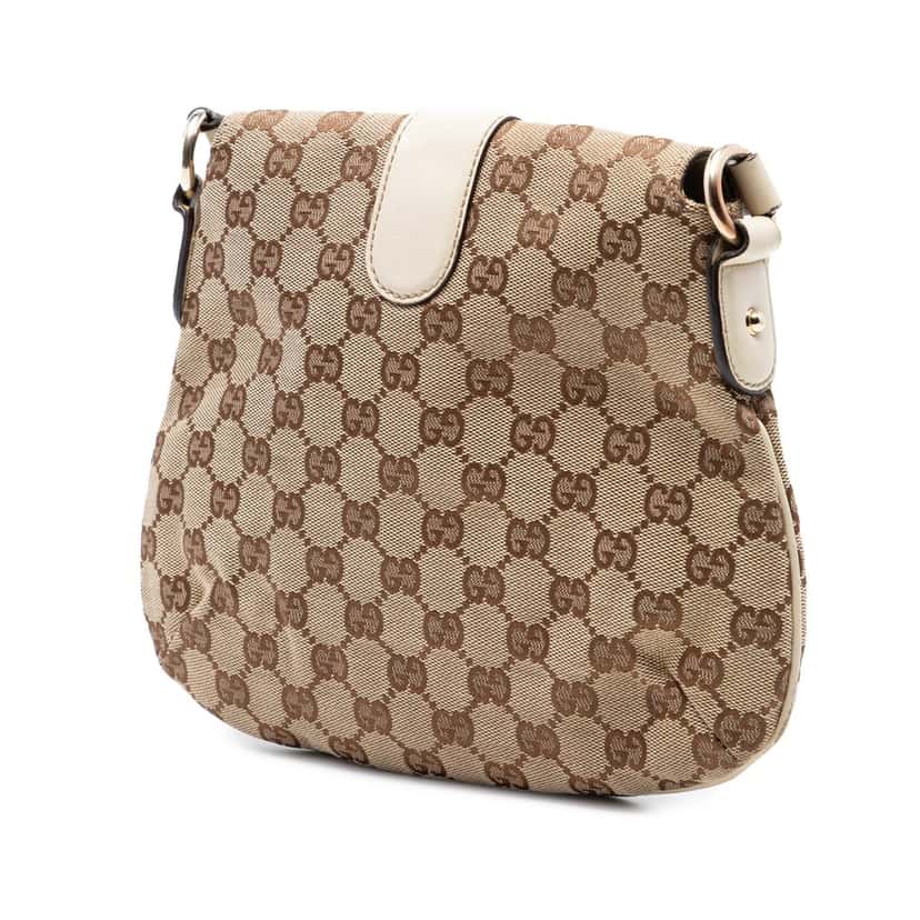 Gucci GG Canvas Horsebit Shoulder Bag Beige Very good condition - Back View