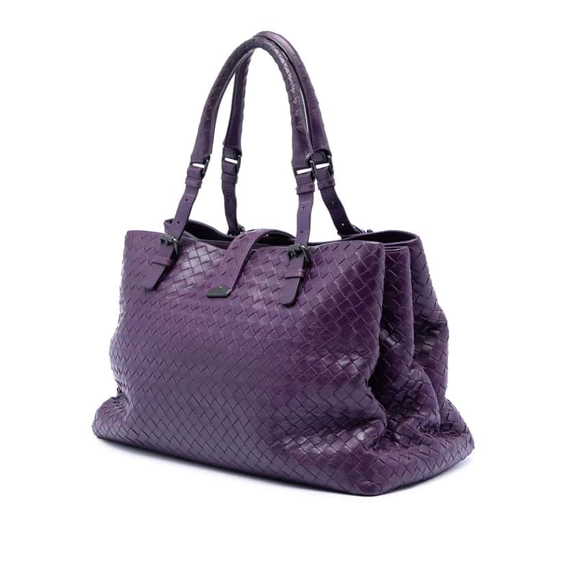Bottega Veneta Medium Nappa Intrecciato Roma Tote Purple Leather Very good condition - Back View