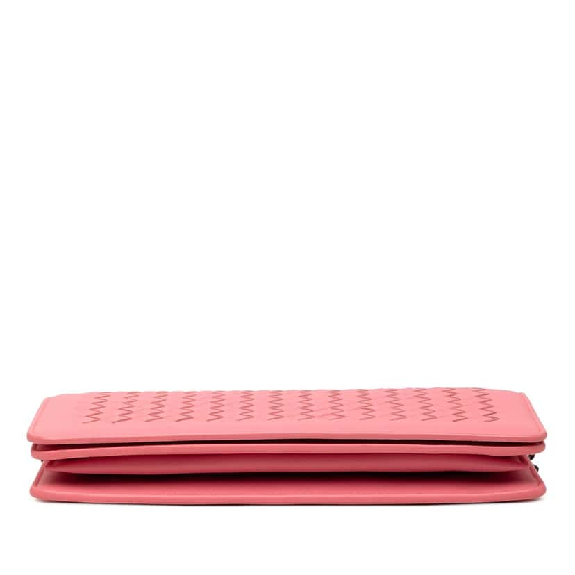Bottega Veneta Nappa Intrecciato Continental Wallet on Chain Pink Leather Very good condition - Inside View